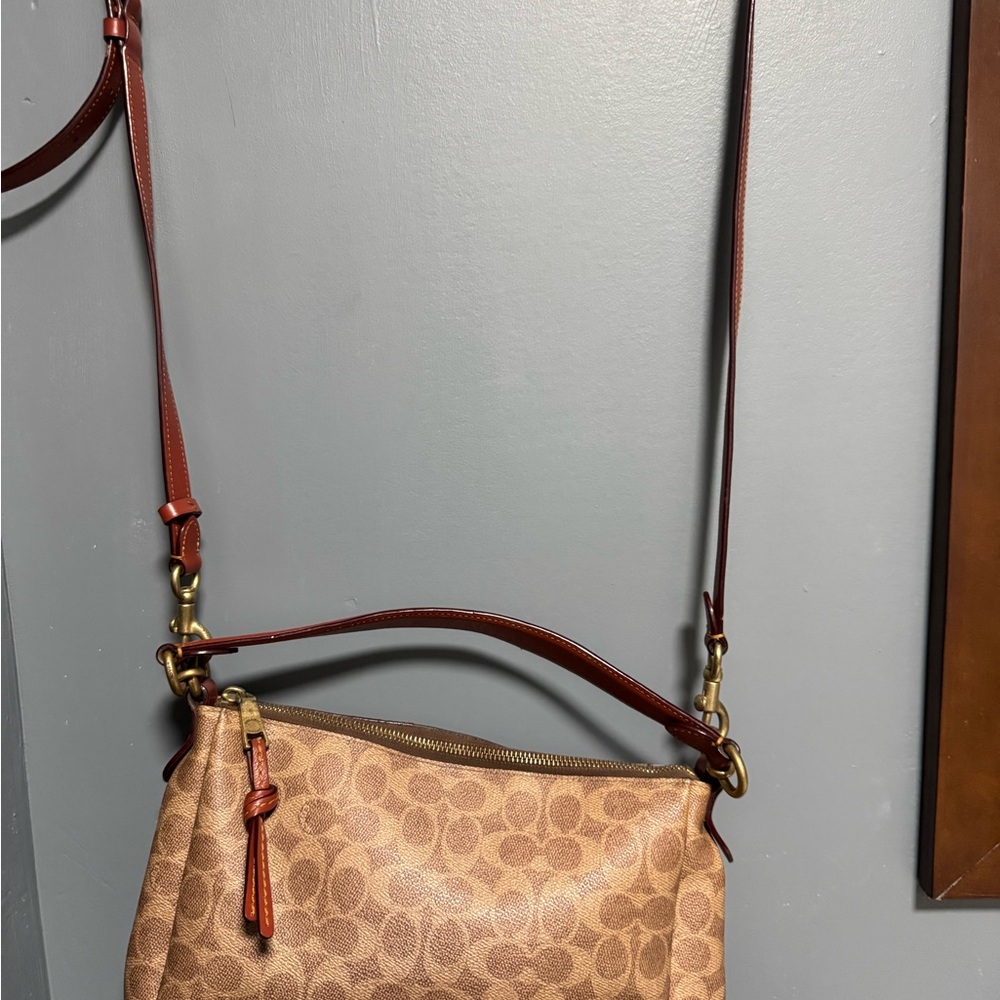 Coach Brown Crossbody Bag with Red Accents